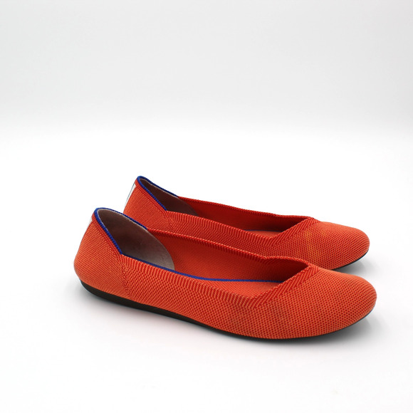 Rothy's The Flat Womens 8.5 Orange Ballet Slip On Comfort Shoe Textured - Picture 1 of 9